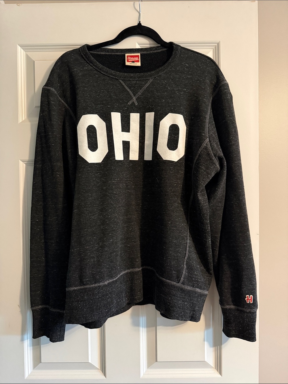 HOMAGE Black Crewneck Sweatshirt with White OHIO Graphic